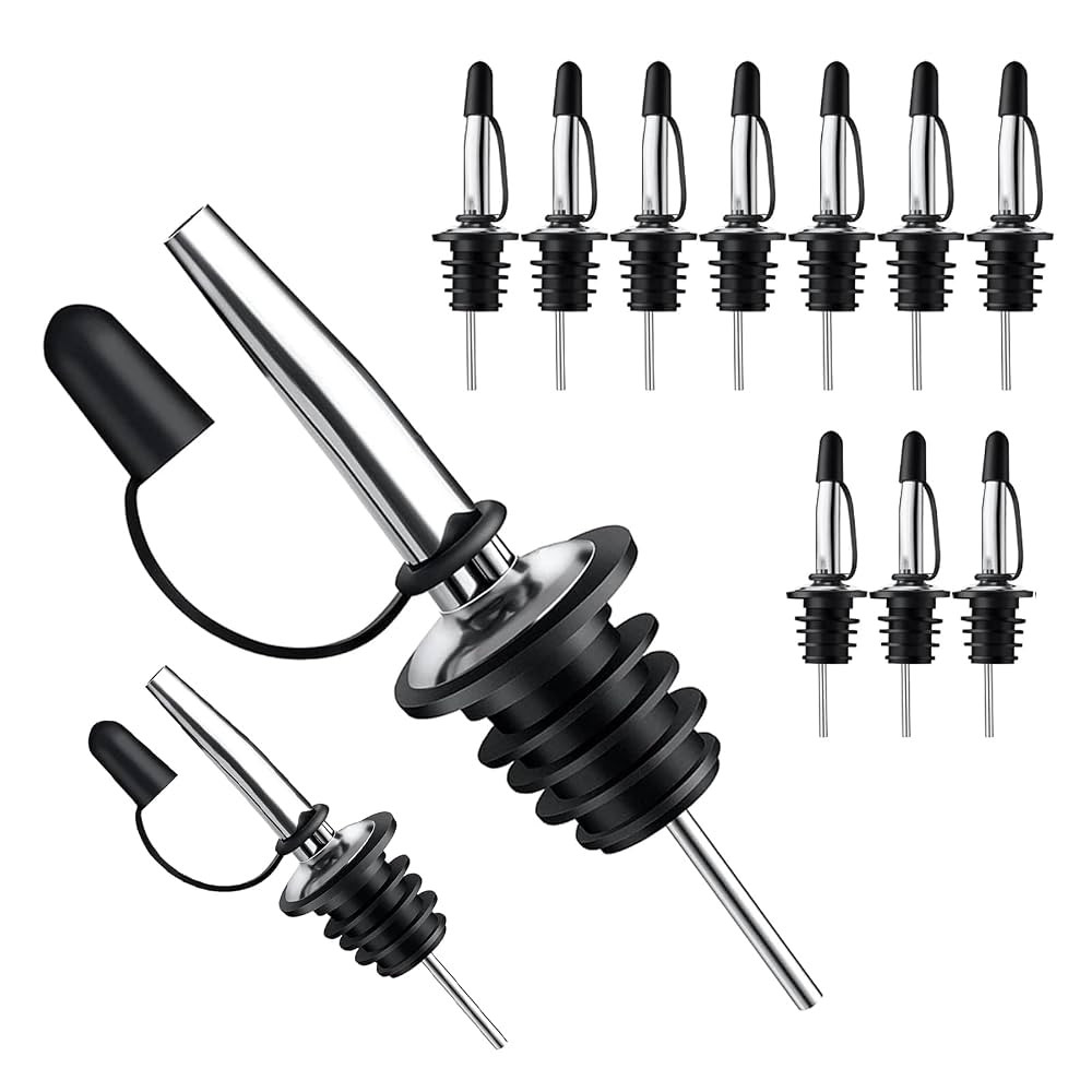 Pafusen 12 Pack Liquor Pour Spout With Dust Caps - Bottle Pourers for Alcohol, Olive Oil - Speed ... | Amazon (US)