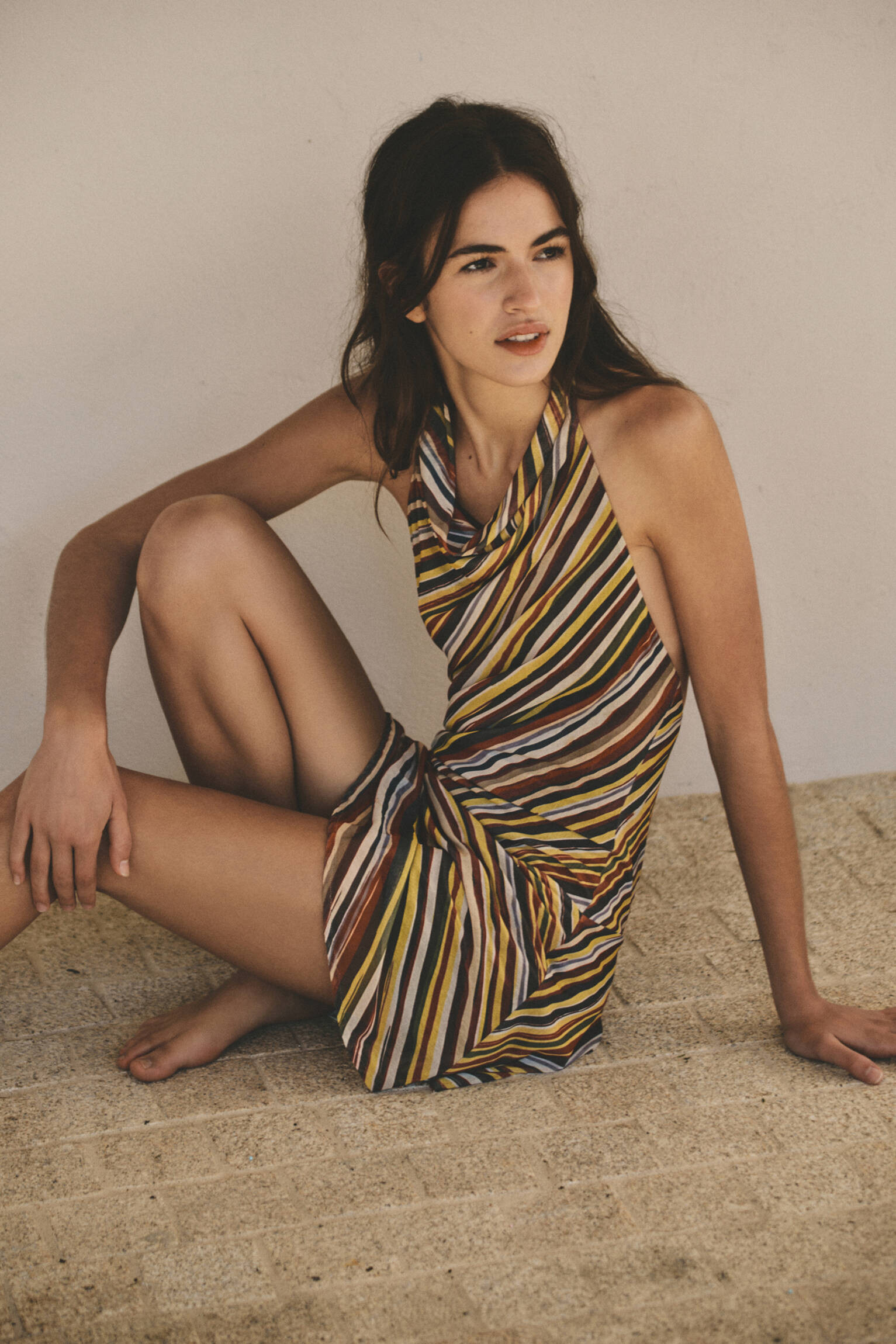 Striped halter neck short dress - Pull&Bear United Kingdom | PULL and BEAR UK