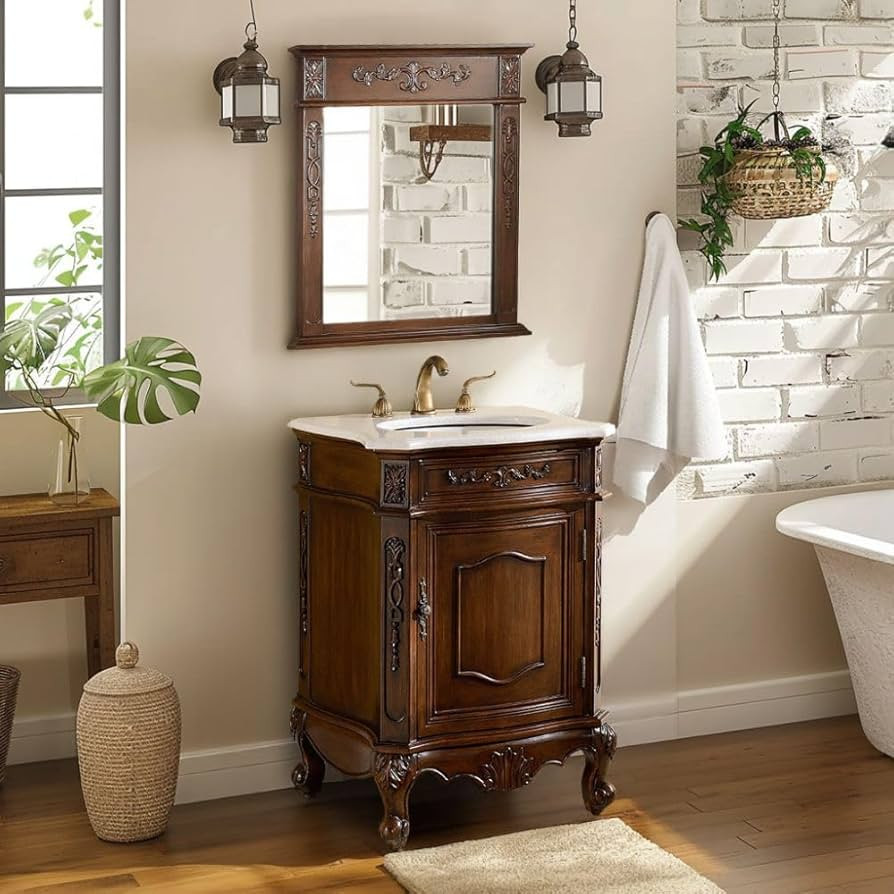 Benton Collection 24 Inch Debellis Bathroom Vanity with Matching Mirror, Antique Traditional Styl... | Amazon (US)