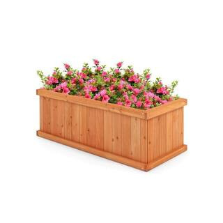 31 in. L 14 in. W x 12 in. H Garden Lawn Fir Wood Planter Box with Drainage Holes (1-Piece) | The Home Depot