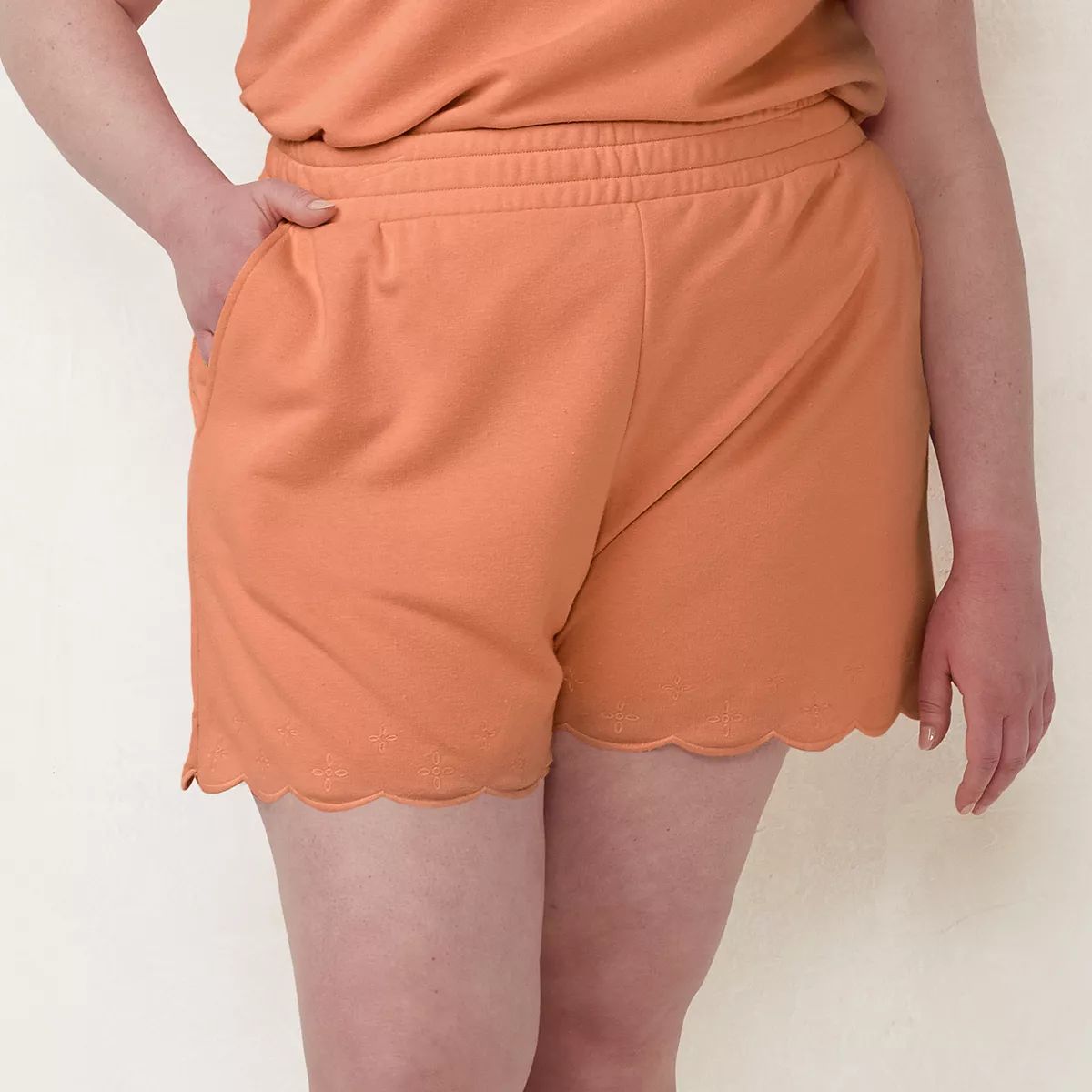 Plus Size LC Lauren Conrad Scallop-Hem High-Waisted Shorts | Kohl's