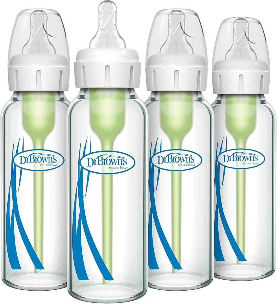 Dr. Brown's Anti-Colic Options+ Narrow Glass Baby Bottle with Level 1 Slow Flow Nipple, BPA-Free,... | Amazon (US)