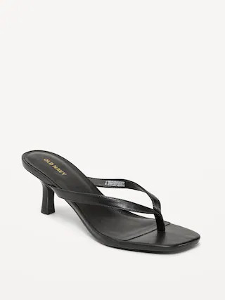 Faux-Leather Kitten-Heel Thong Mule Sandals for Women | Old Navy (US)