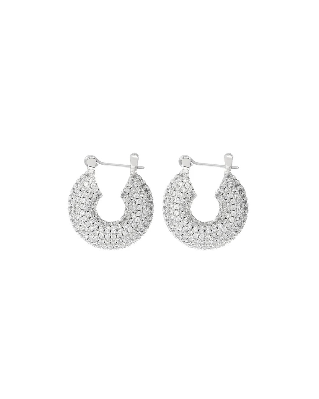 Pave Mini Donut Hoops- Silver | Luv Aj