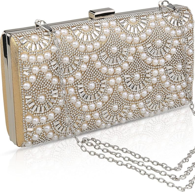 veyiina nero Fashion Party Evening Handbags Pearl Clutch Purses For Women & Girls | Amazon (US)