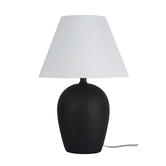 Better Homes & Gardens 18"H Ceramic Urn Style Table Lamp, Matte Black Finish, with White Linen Em... | Walmart (US)