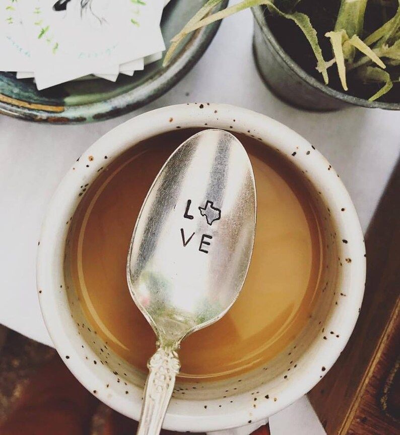 Coffee Spoon- Stamped Teaspoon - Silver Spoon - Stamped Coffee Spoon - Texas - Love Texas Coffee ... | Etsy (US)