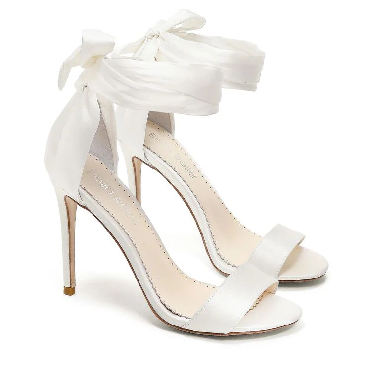 Open Toe Ivory Heel Ankle Wrap Wedding Shoes | Bella Belle Shoes