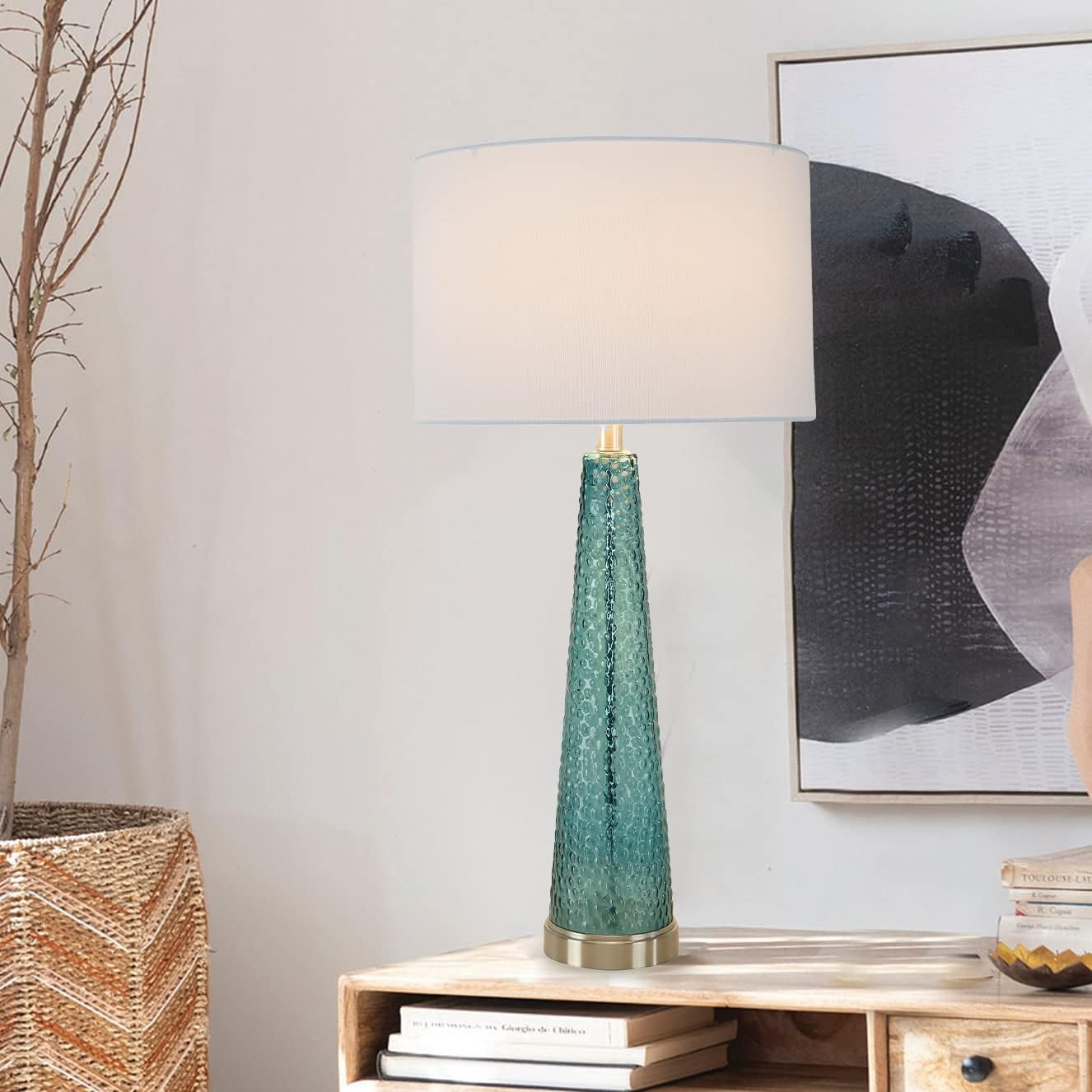 Creative Co-Op Transparent Bubble Metal Base, Set of 2 Table Lamp Set, Blue Glass, 2 Count | Amazon (US)