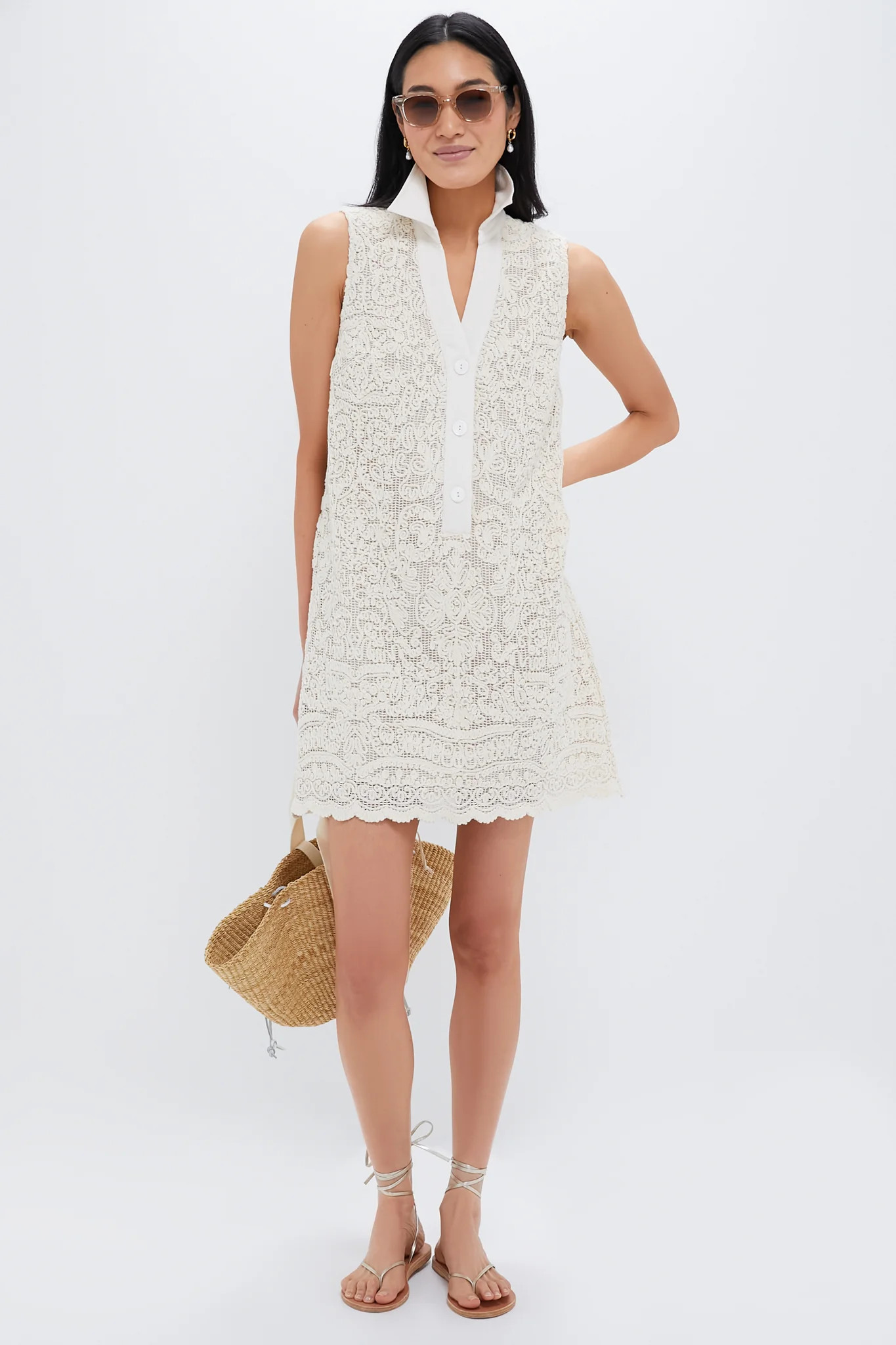 Tan Lace Sleeveless Collier Dress | Tuckernuck (US)