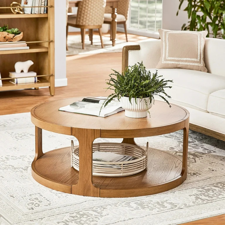 My Texas House Haven Round Coffee Table, Warm Brown Finish - Walmart.com | Walmart (US)