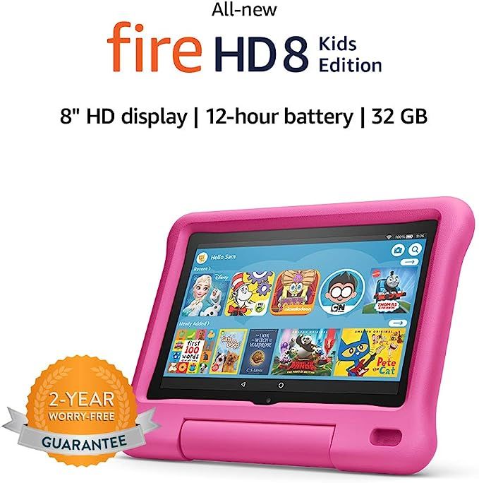 All-new Fire HD 8 Kids Edition tablet, 8" HD display, 32 GB, Pink Kid-Proof Case | Amazon (US)