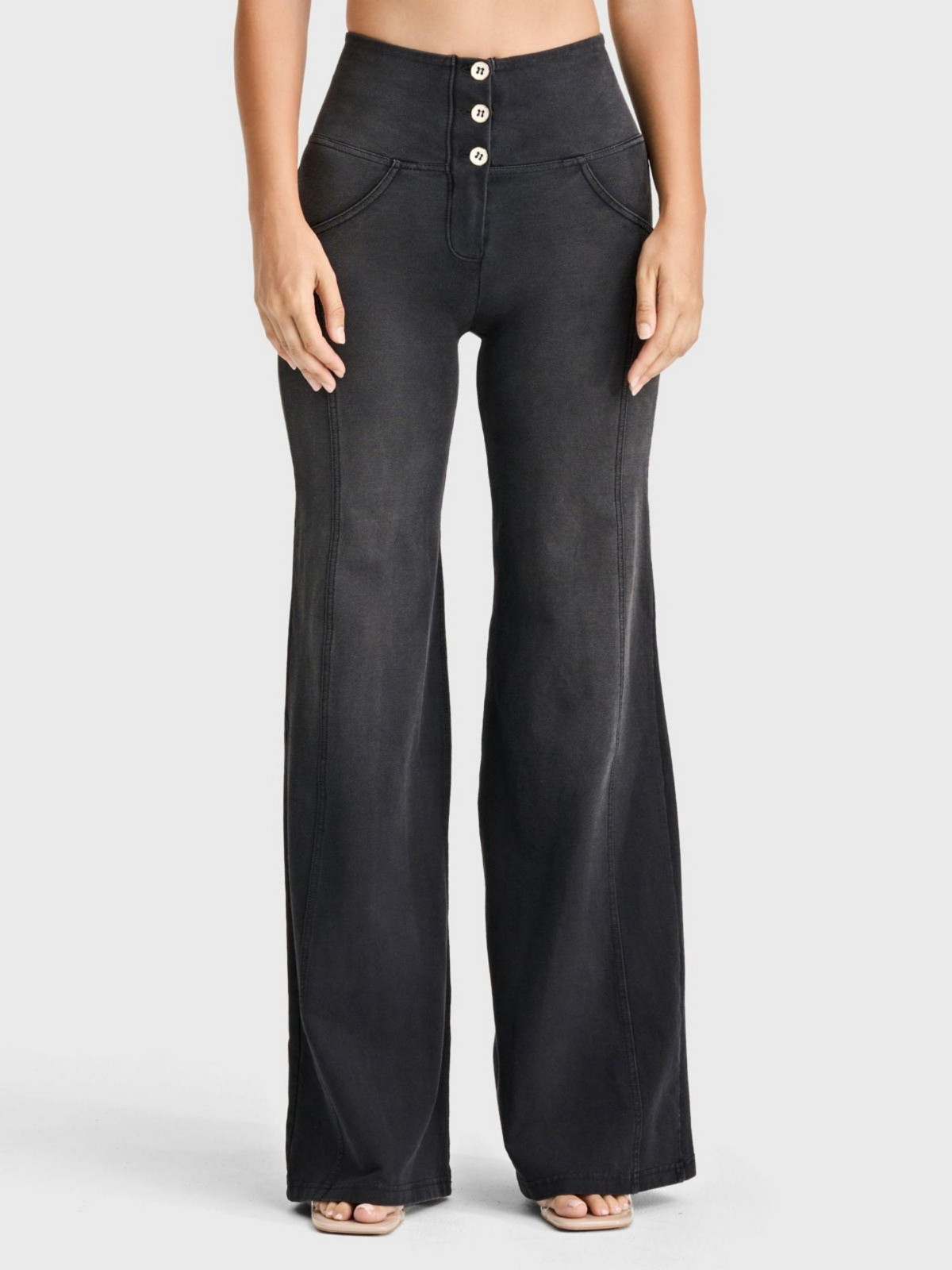 Freddy Women's High-Rise Sculpting Palazzo Flare Jeans - Black | Macy's