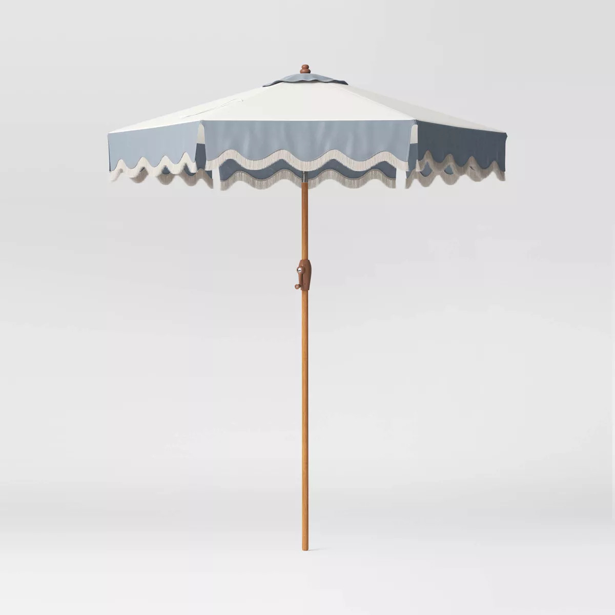 Round Scalloped Fringe Edge Outdoor Patio Market Umbrella Slate Blue - Threshold™ designed with... | Target