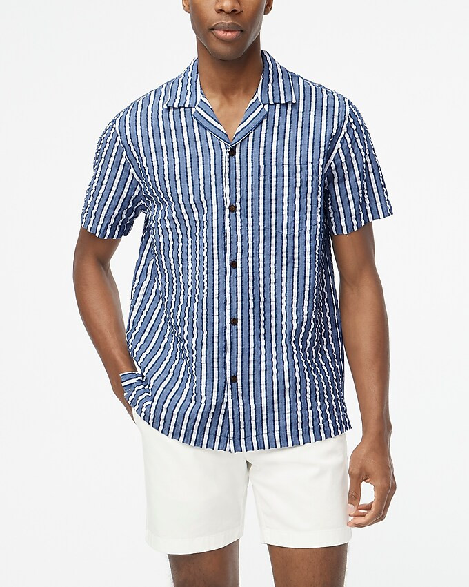 Short-sleeve seersucker striped camp shirt | J.Crew Factory