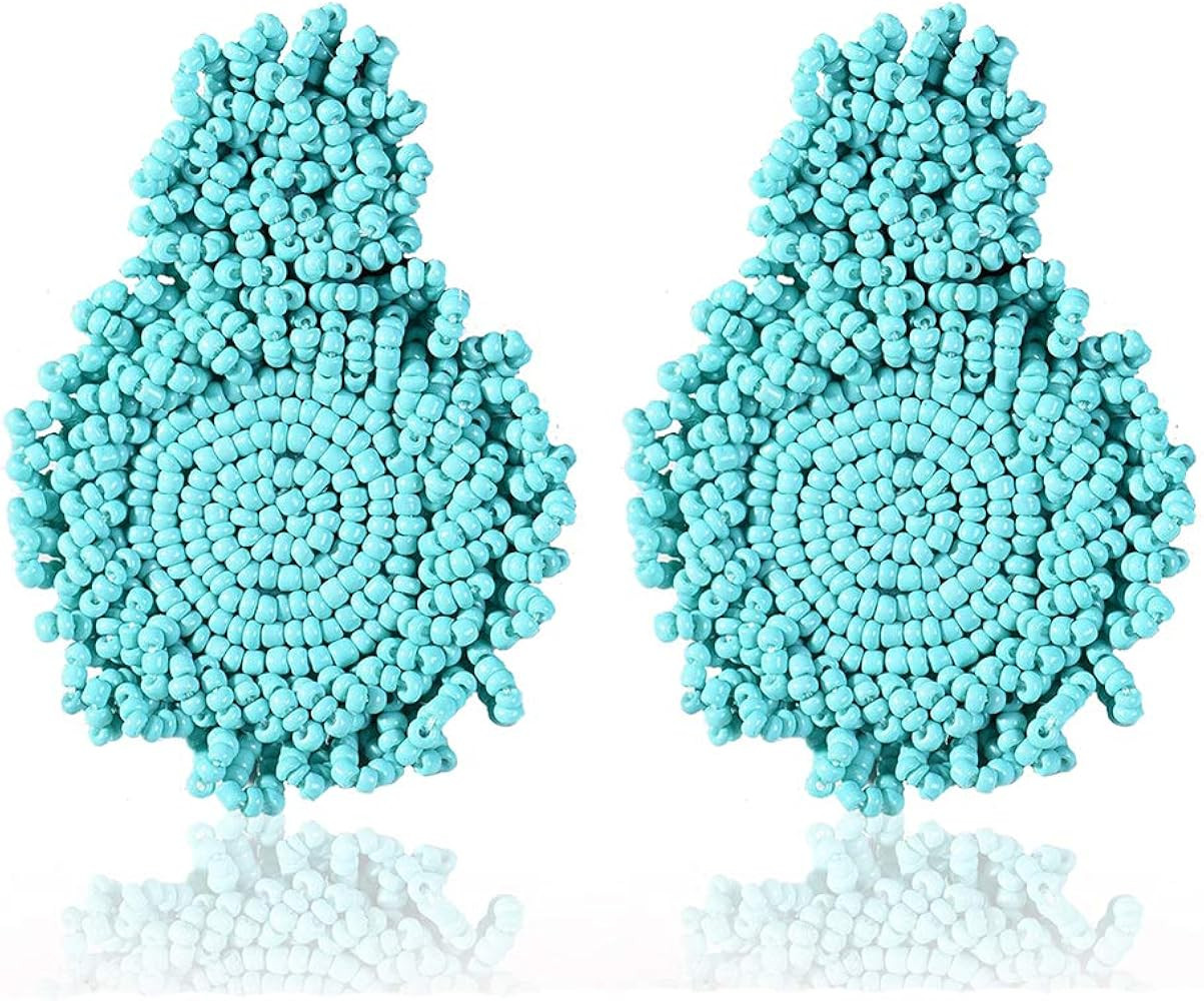 Statement Drop Earrings - Bohemian Beaded Round Dangle Earrings Gift for Women | Amazon (US)