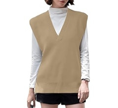 LANYO LILI Oversized Vests Sweaters for Women V Neck Sleeveless Pullover Knit Tops | Amazon (US)