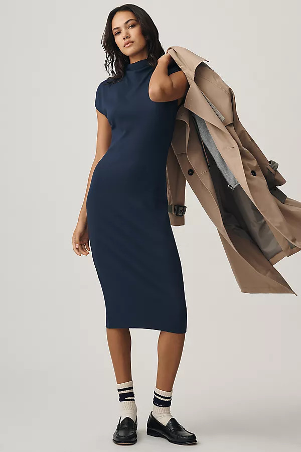 Michael Stars Iolanda Power Shoulder Midi Dress | Anthropologie (US)