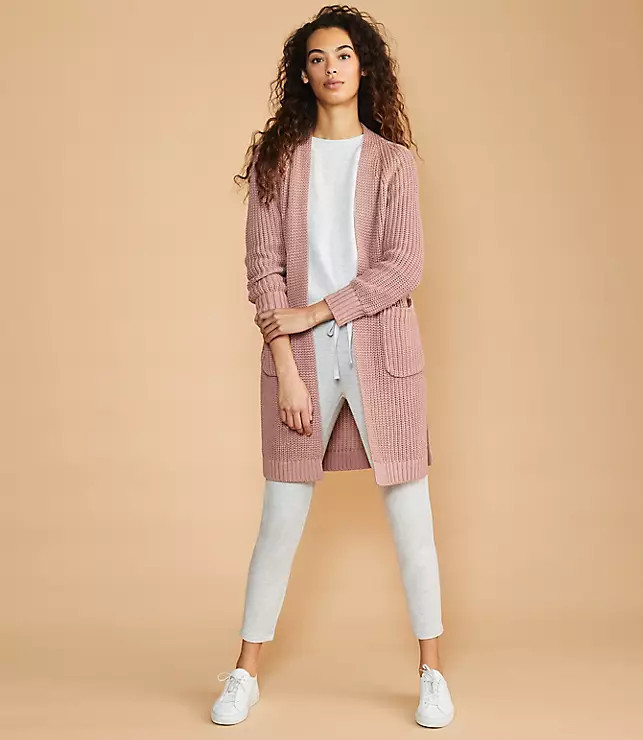 Lou & Grey Stitchy Pocket Open Cardigan | LOFT | LOFT