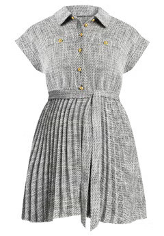 Tweed Pleated Mini Shirt Dress | Eloquii