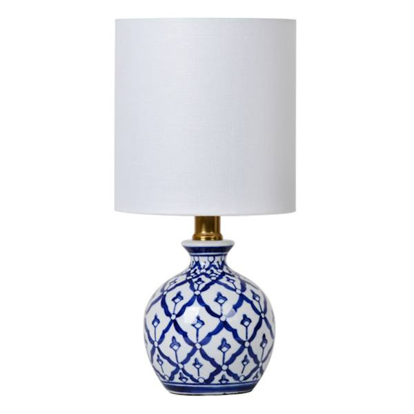 Blue & White Printed Mini Table Lamp with Shade, 12" | At Home