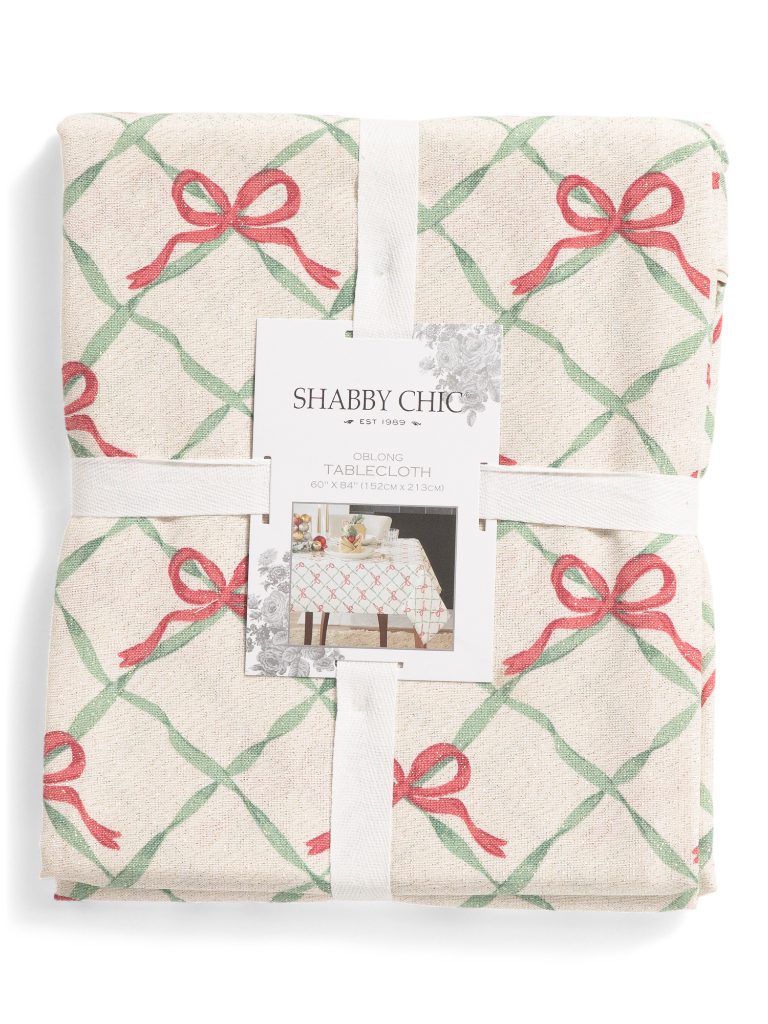60x84 Bow Trellis Holiday Tablecloth | TJ Maxx