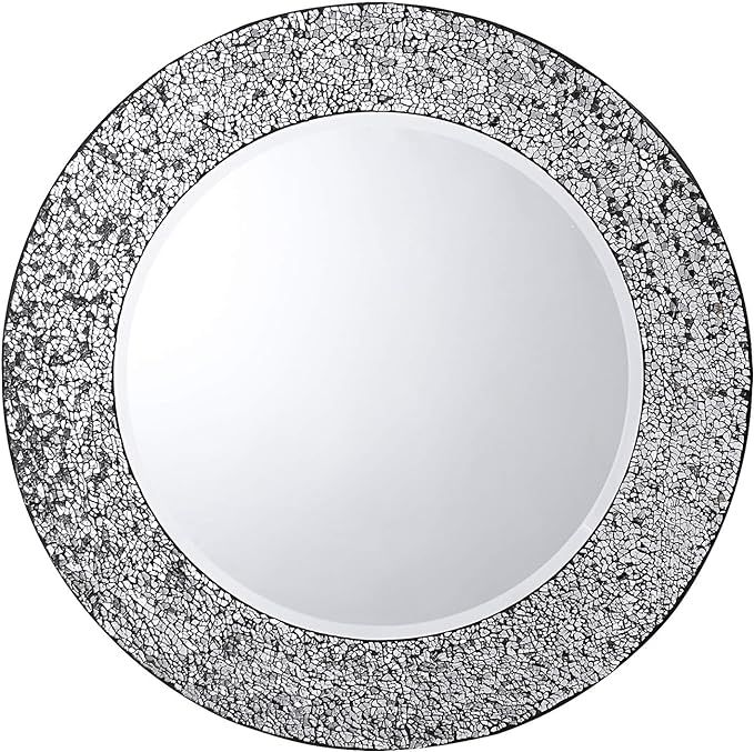 Whole Housewares Modern Mosaic Frame Wall Mirror, Decorative Round Wall Mirror Diameter 20" Insid... | Amazon (US)