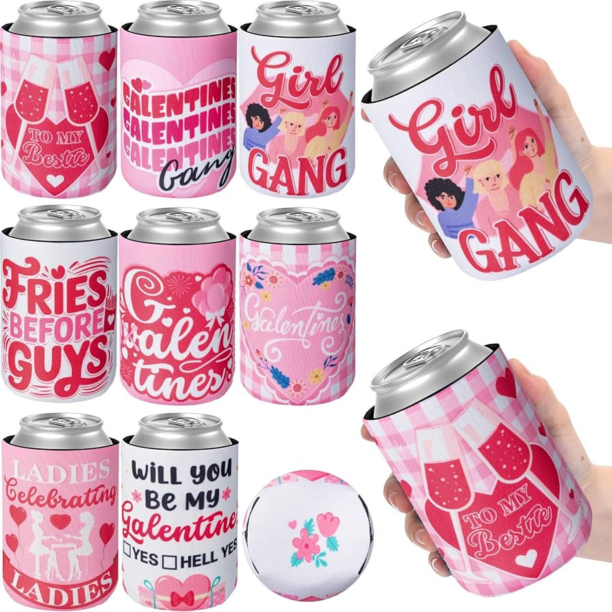 Ninehaoou 24 Count Happy Galentine's Day Can Sleeves 12 oz Celebrating Galentine's Day Decoration... | Amazon (US)