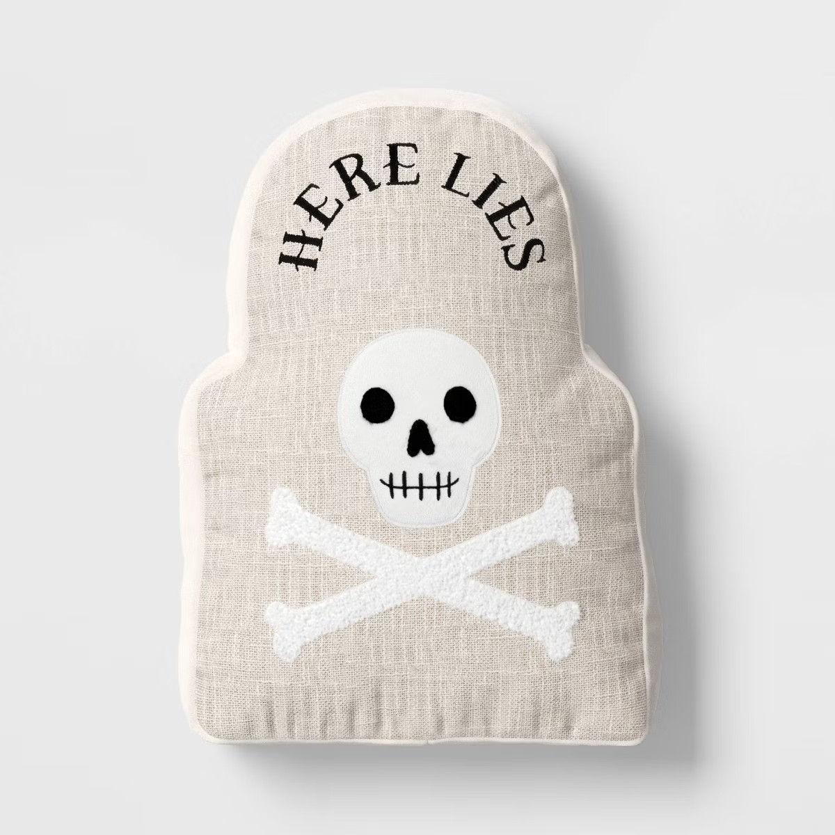 16"x11" Large Tombstone 'Here Lies' Novelty Shaped Throw Pillow Beige - Hyde and EEK! Boutique™ | Target