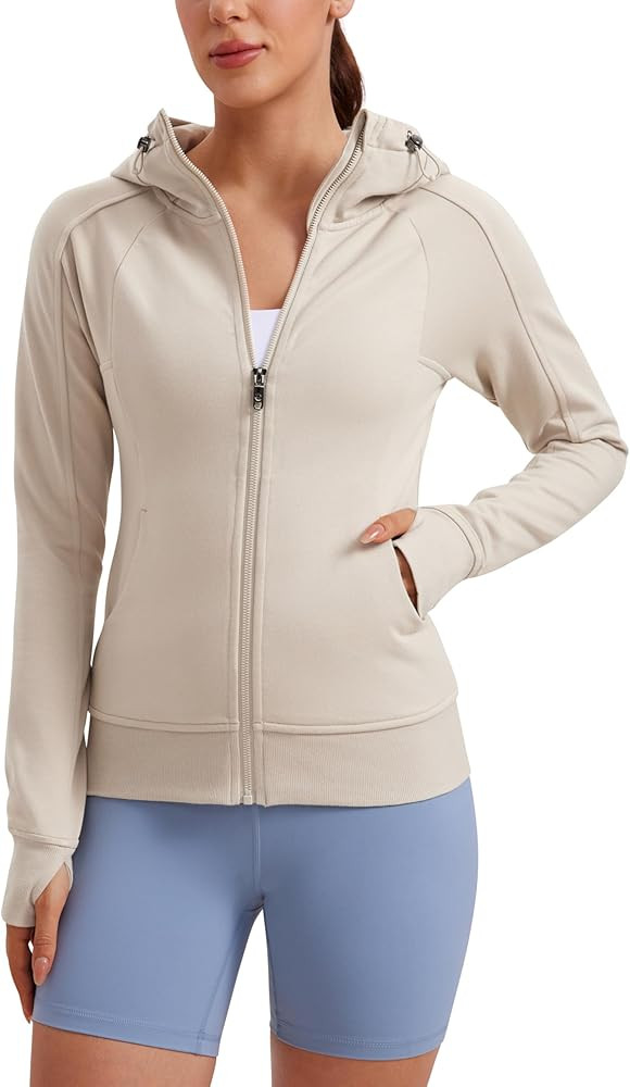 CRZ YOGA Womens Fleece Full Zip Hoodie Jackets Workout Hooded Zipper Basic Casual Sweatshirts wit... | Amazon (US)