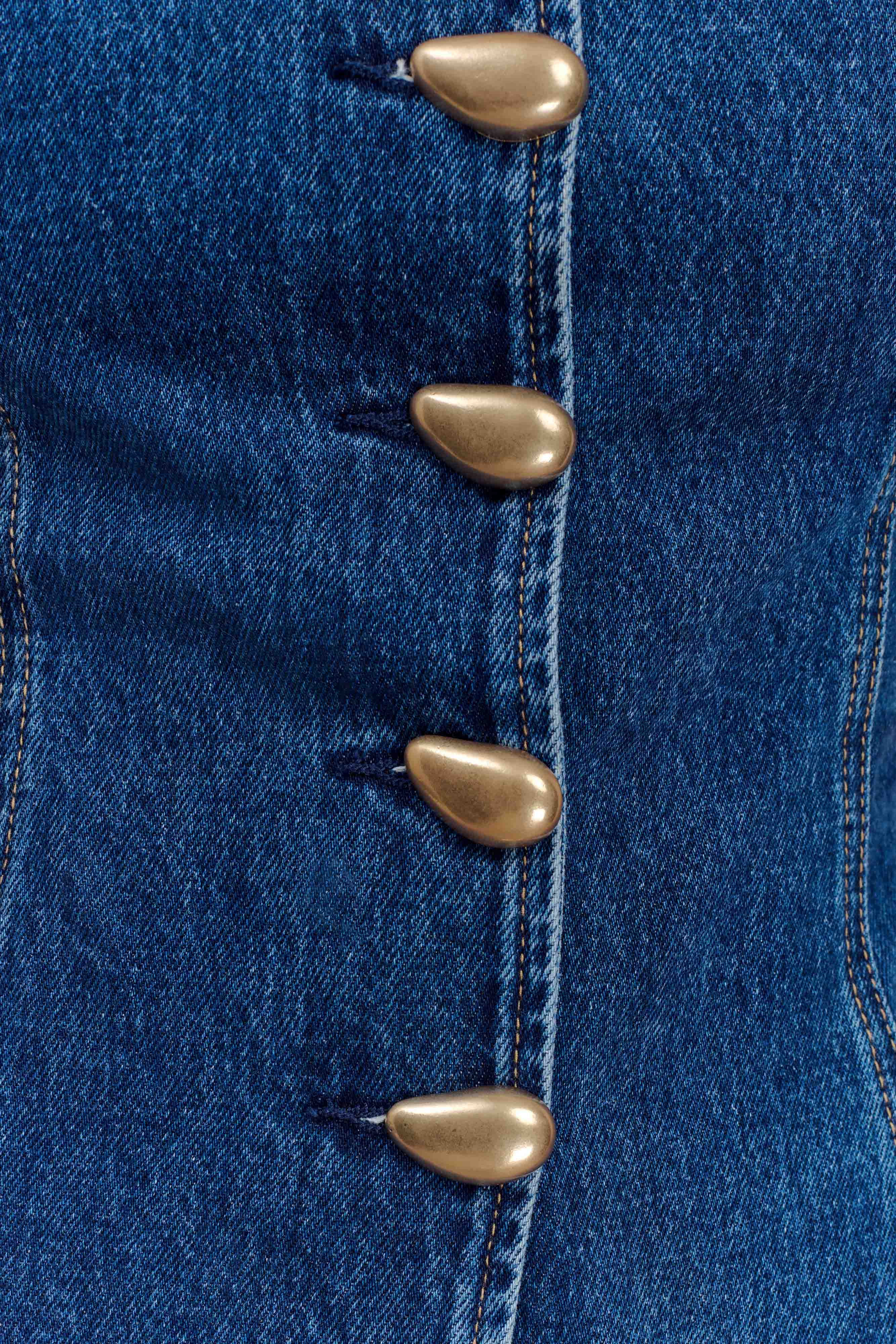 Lennox Strapless Long Line Button Top - Dark Blue | MESHKI US
