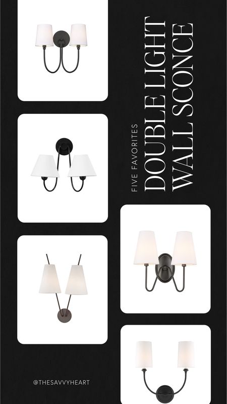 Black double two light wall sconce with white shades

#LTKhome