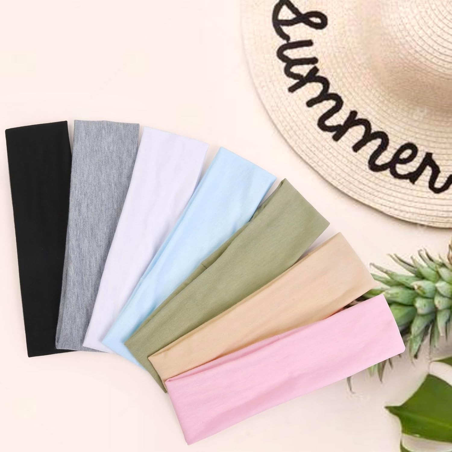 Trendy Non-Slip Headbands Set for Women - 7PCS Elastic Soft Thick Cotton Cloth Headbands for Yoga... | Amazon (US)