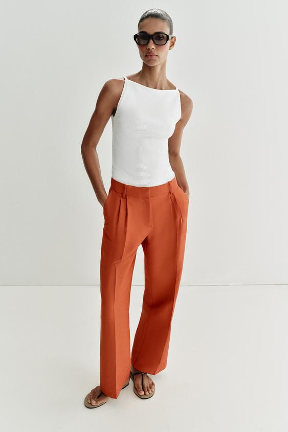PLEATED STRAIGHT LEG PANTS | Zara US