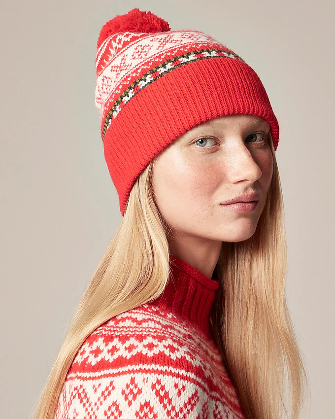 Vintage Fair Isle pom-pom beanie in lambswool | J. Crew US
