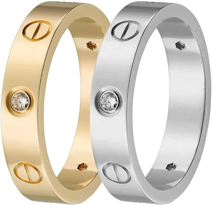 HELN Love Rings Lifetime for Women Men Couples Valentine's Day Promise Engagement Wedding with Sc... | Amazon (US)