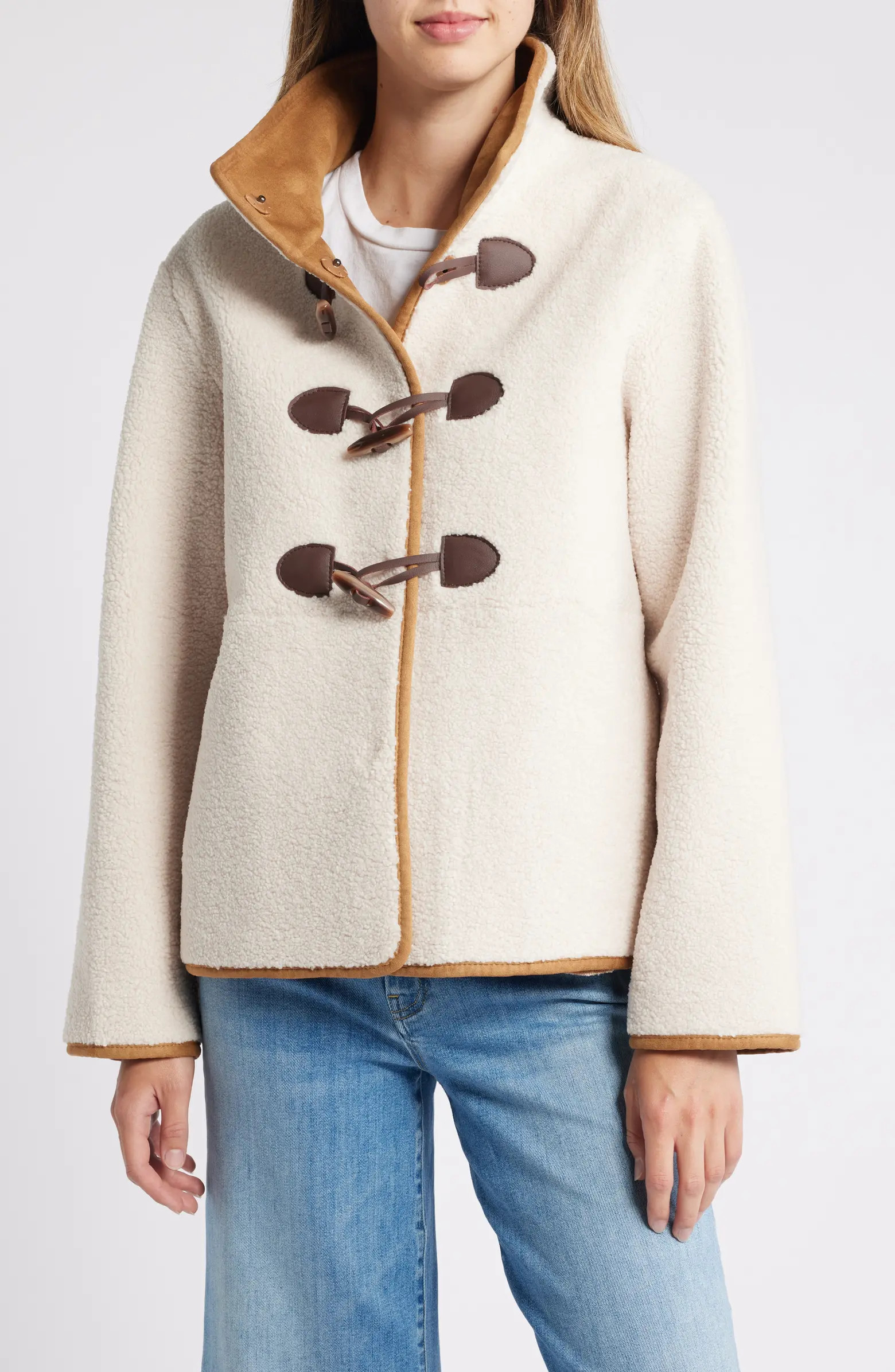 Toggle Front Faux Shearling Jacket | Nordstrom