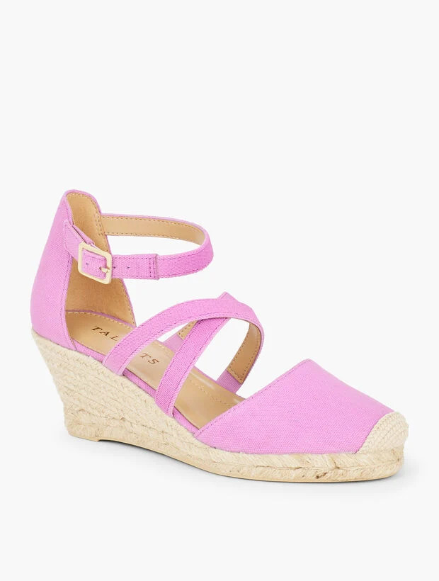 Lyndsay Strappy Canvas Espadrille Wedges | Talbots
