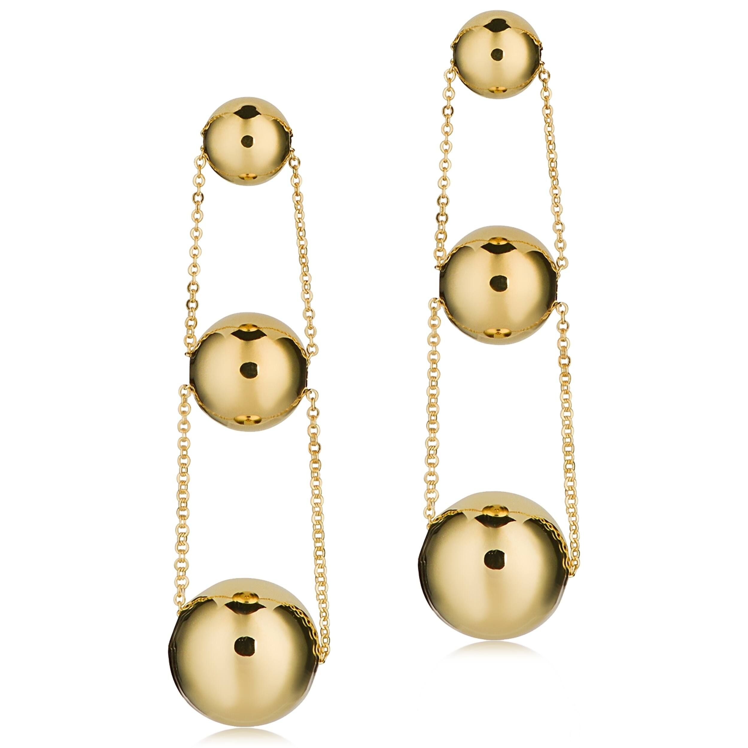 Fremada 14k Yellow Graduated Ball Drop Earrings, 1.7 inches | Bed Bath & Beyond