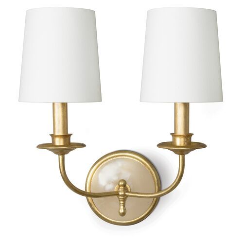 Southern Living Alabaster Double Sconce, Gold Leaf | One Kings Lane