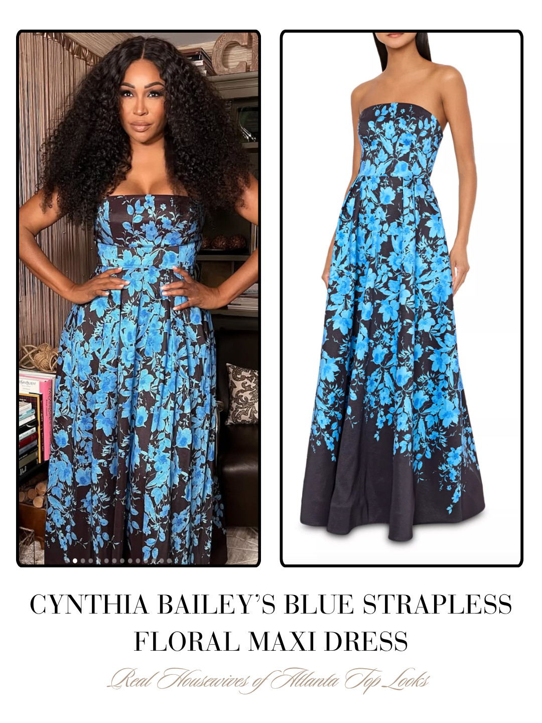 Cynthia Bailey's Blue Strapless Floral Maxi Dress @cynthiabailey 

 