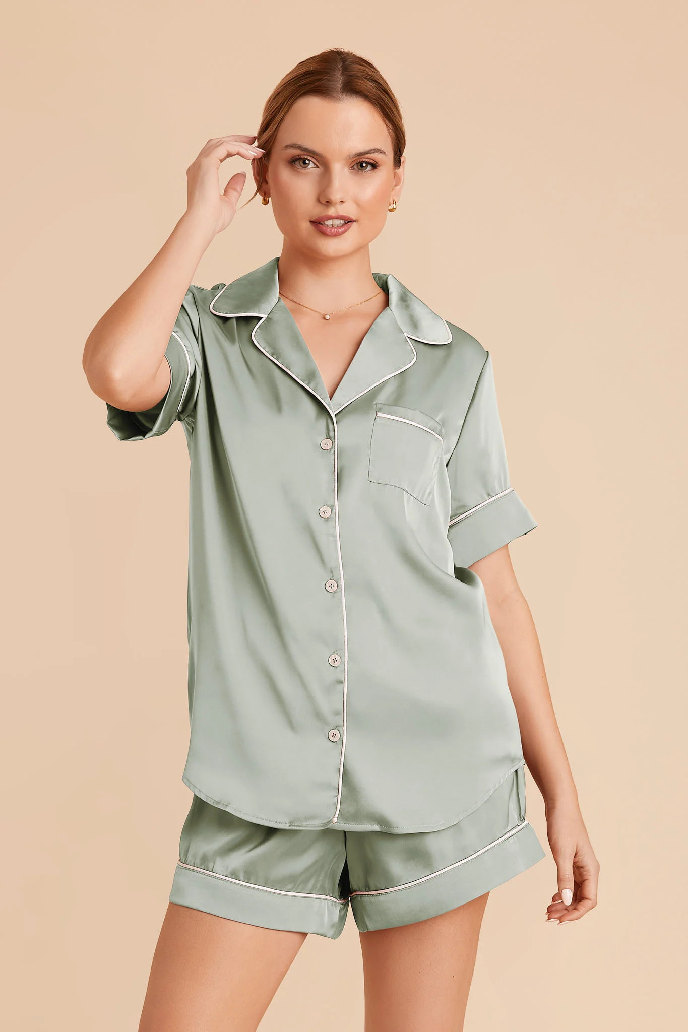 Sage Getting Ready Satin Size XS Birdy Grey Jonny Matte Pajama Set | Birdy Grey