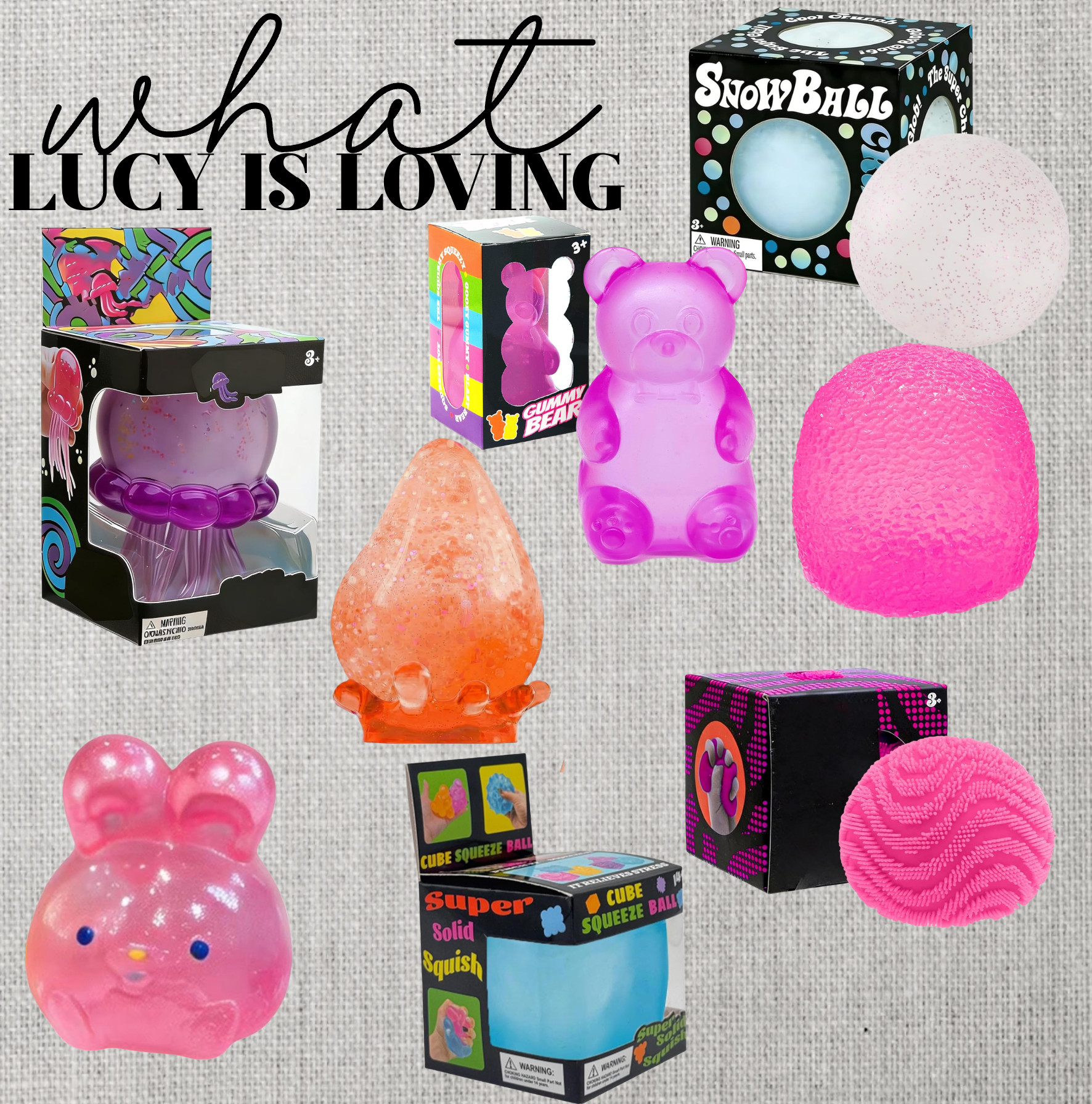 Lucy has been LOVING squishes lately!! These aren't Nee Doh's, but they are VERY similar!! 

 