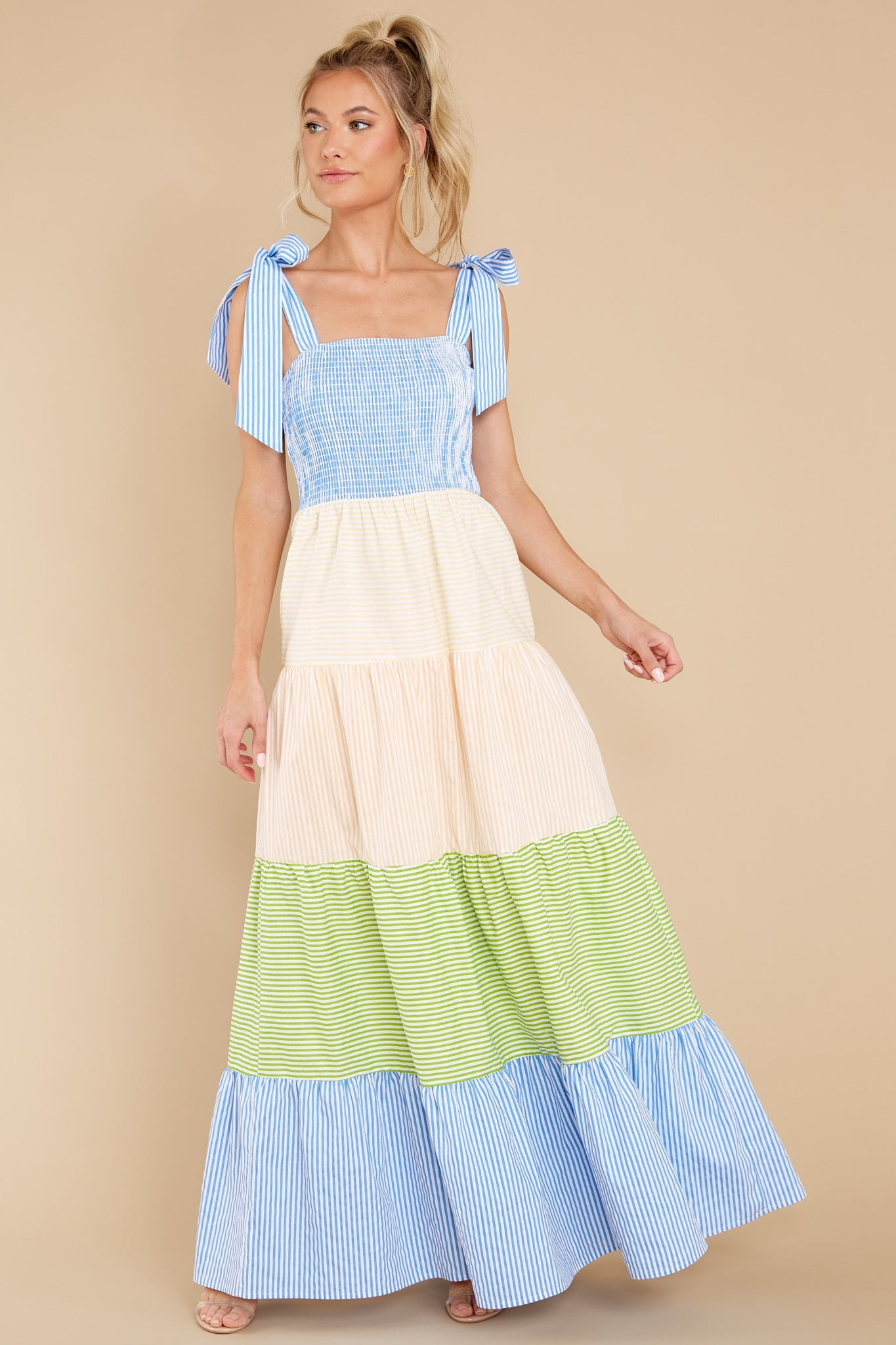 Sweetest Intentions Blue Multi Stripe Maxi Dress | Red Dress 