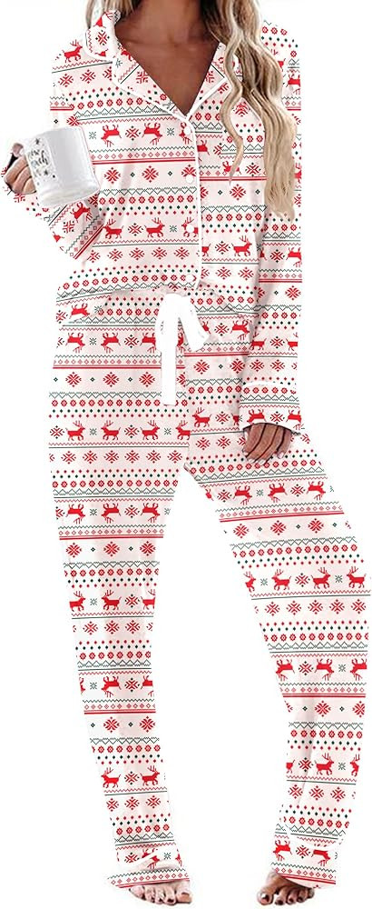 Ekouaer Women's Pajamas Long Sleeve Sleepwear Casual Button Down Loungewear Soft Pjs Set S-XXL | Amazon (US)