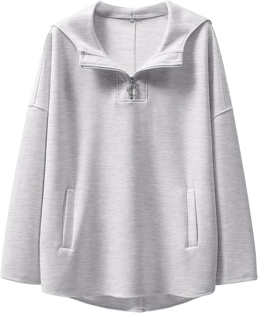 Womens Oversized Hoodie Quarter Zip Sweatshirts 2024 Fall Tunic Pullover Top Trendy Teen Girls Pr... | Amazon (US)