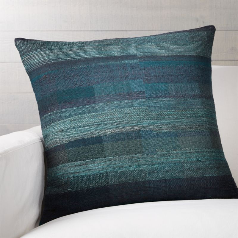 Perrin Blue Silk Pillow 23" | Crate & Barrel
