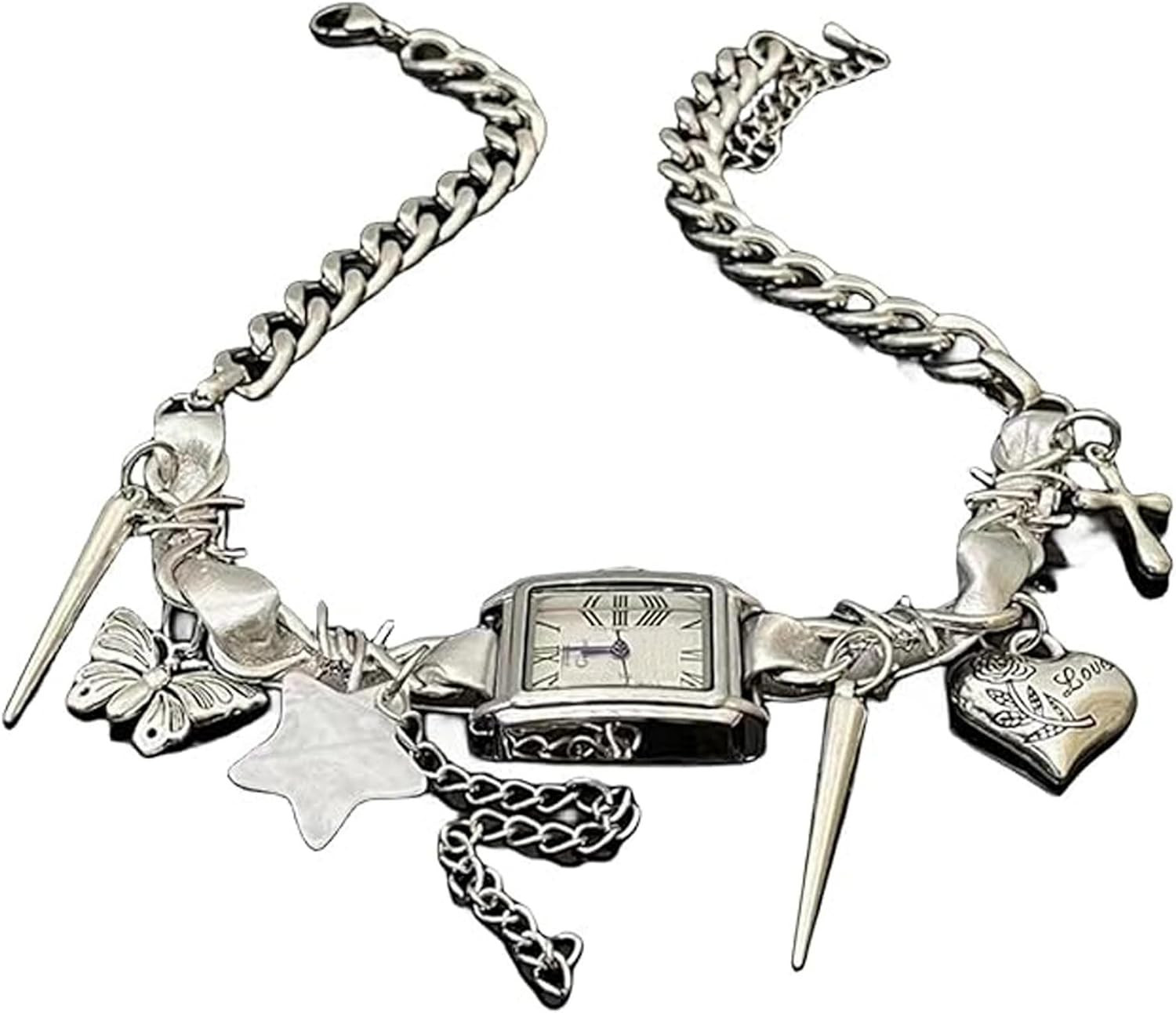 Personality Wind Watch Necklace Neck Chain Spicy Women Design Niche Star Rivets Retro Punk Choker | Amazon (US)