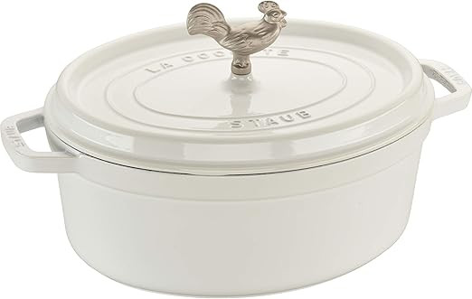 Staub Cast Iron 5.75-qt Coq au Vin Cocotte - White, Made in France | Amazon (US)