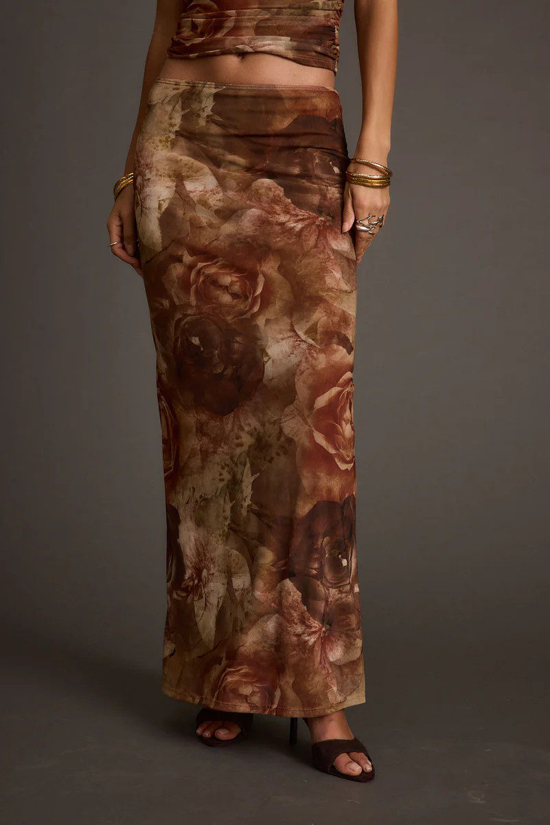 Julia Floral Mesh Maxi Skirt | 12th Tribe